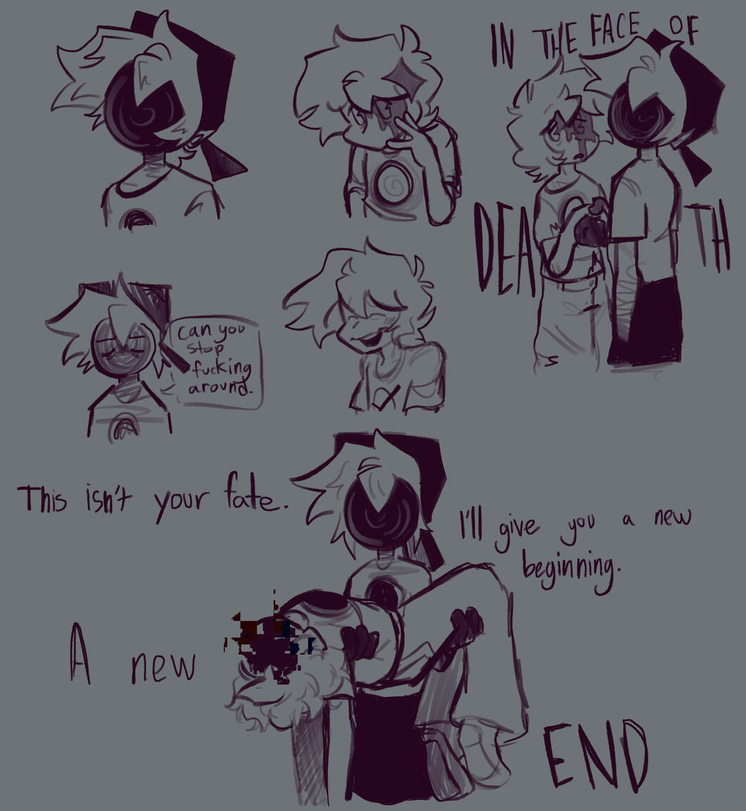 sketches of Obi when he was alive, END and their dynamic (@toonishtragedy)